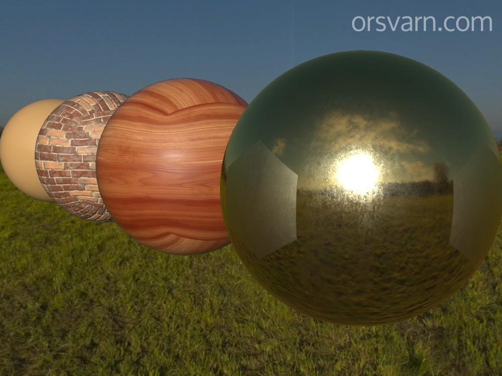 Four spheres with different materials rendered with my PBR shader