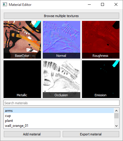 The Material Editor&rsquo;s graphical user interface.